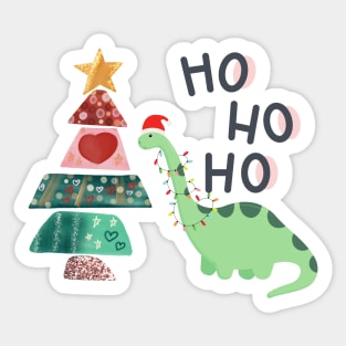 Santa Dinosaur - Christmas Lights - Tree gifts Sticker